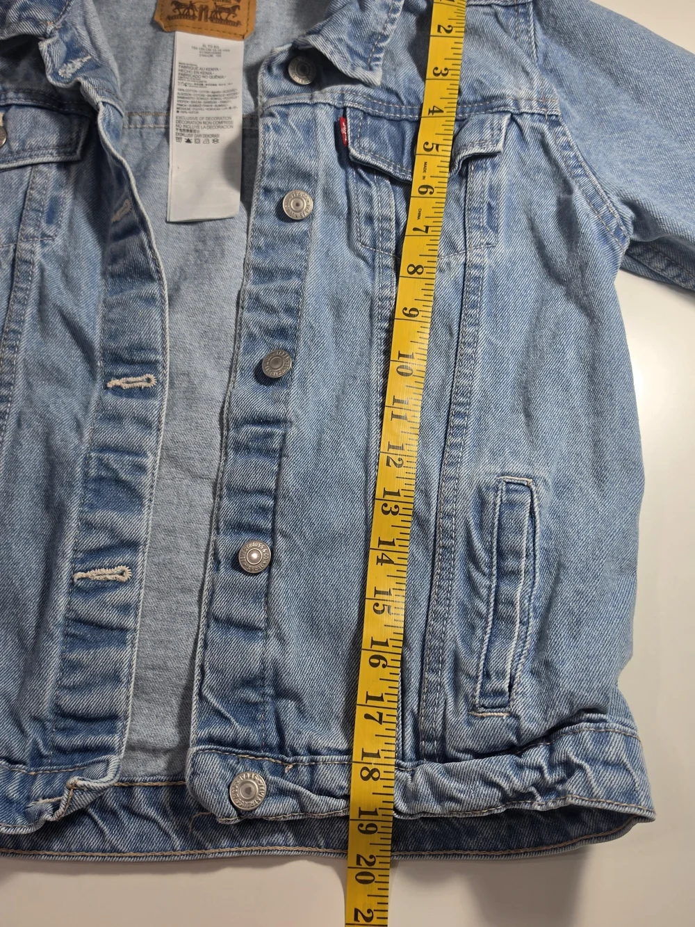 Levi’s Denim Jacket Light Wash Trucker Distressed Youth XL Women XS S